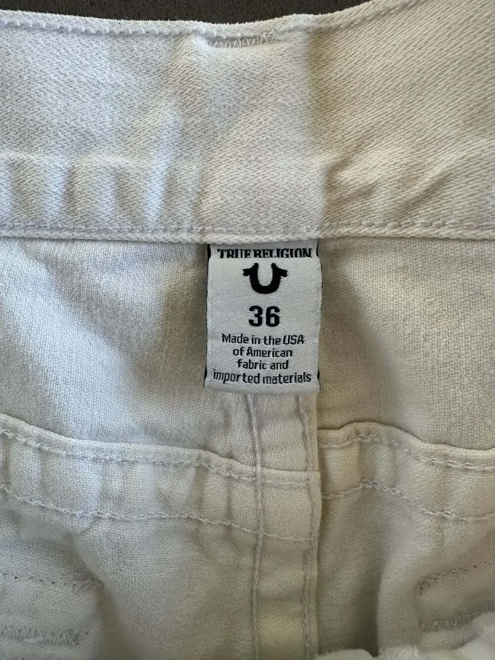 Vintage True Religion Ricky Relaxed Straight Leg White Jeans, Size 36